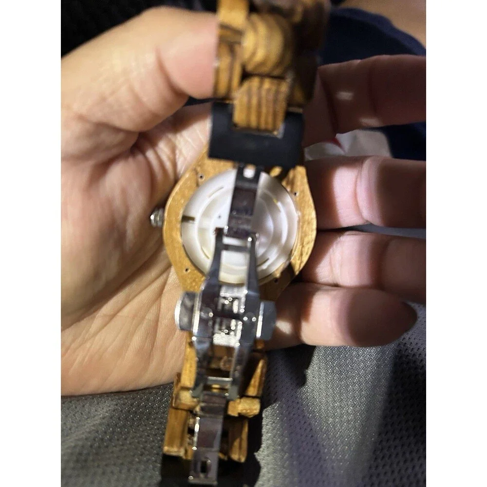 39mm Jord Fieldcrest Zebrawood & Champagne 100% Natural Wood Watch For Parts